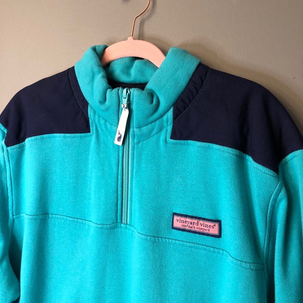 Vineyard Vines Quarter Zip Sweatshirt Blue Teal M - Picture 4 of 6